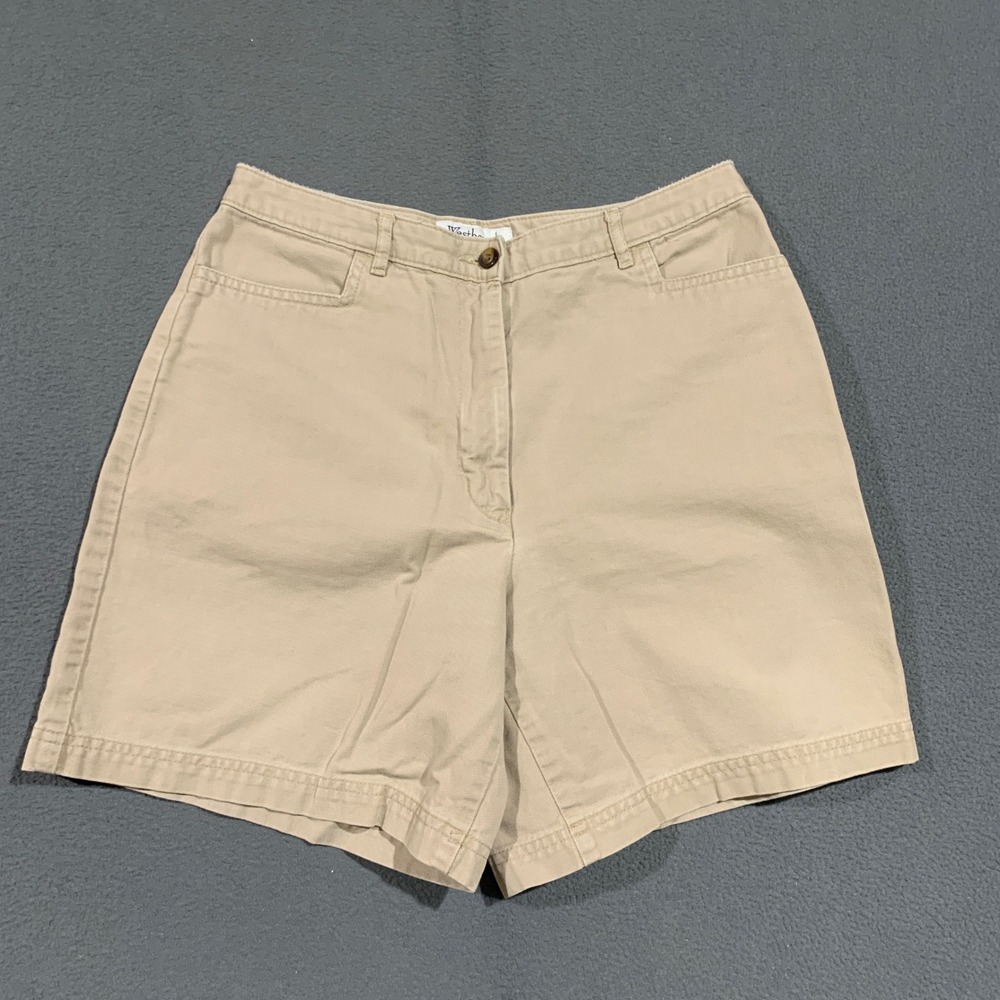 Westbound Petites Khaki Cotton High Rise Shorts Beige 6P 100% Cotton Grandmacore